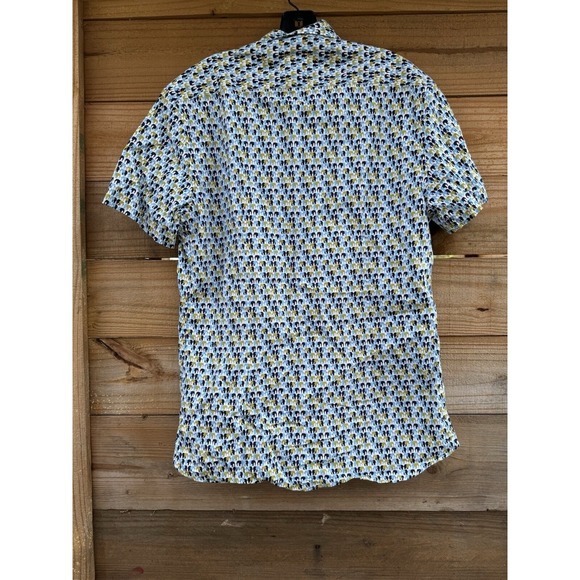 ZARA Short Sleeve Elephant Print Button Down Shirt Size Large Slim Fit - Picture 5 of 6